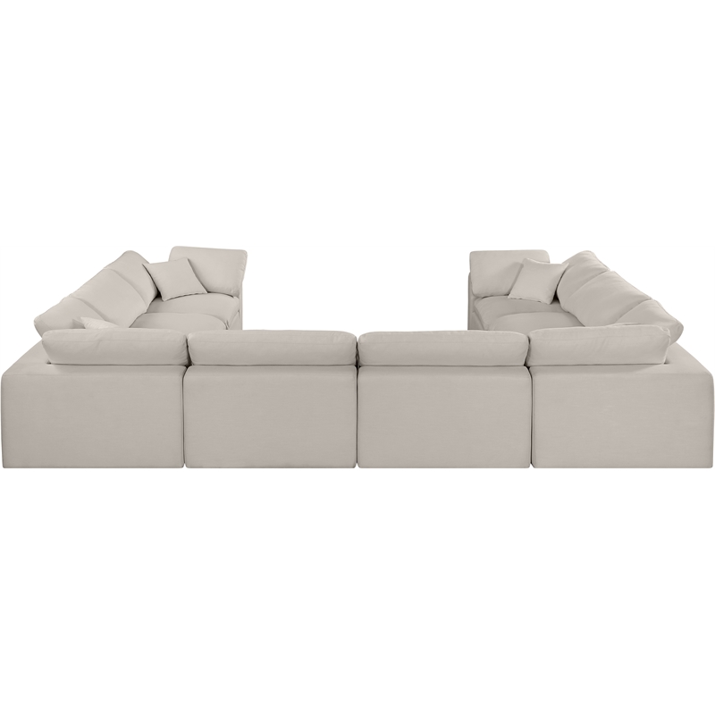 Meridian Furniture Comfy Beige Linen Textured Fabric 8-Pc. Modular Sectional