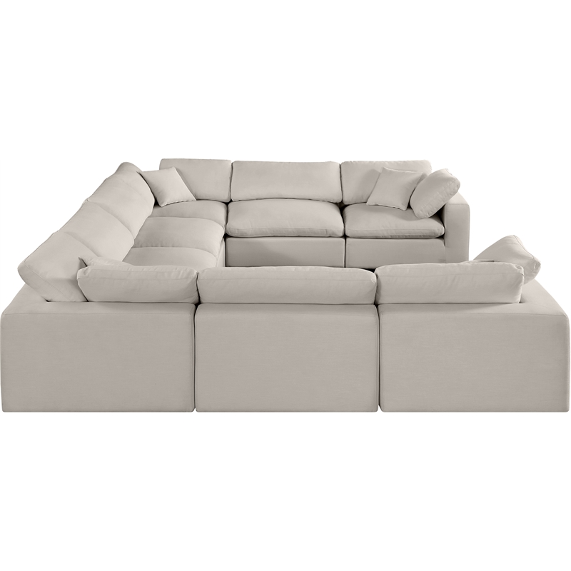 Meridian Furniture Comfy Beige Linen Textured Fabric 8-Pc. Modular Sectional
