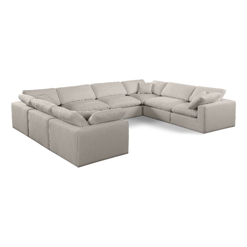 Meridian Furniture Comfy Beige Linen Textured Fabric 8-Pc. Modular Sectional