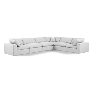 Meridian Furniture Comfy White Linen Textured Fabric 6-Pc. Modular Sectional