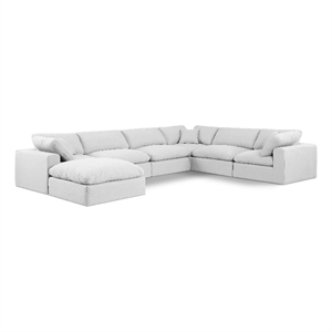 Meridian Furniture Comfy White Linen Textured Fabric 7-Pc. Modular Sectional