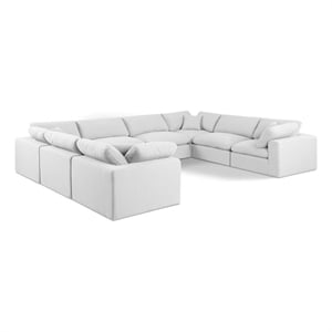 Meridian Furniture Comfy White Linen Textured Fabric 8-Pc. Modular Sectional