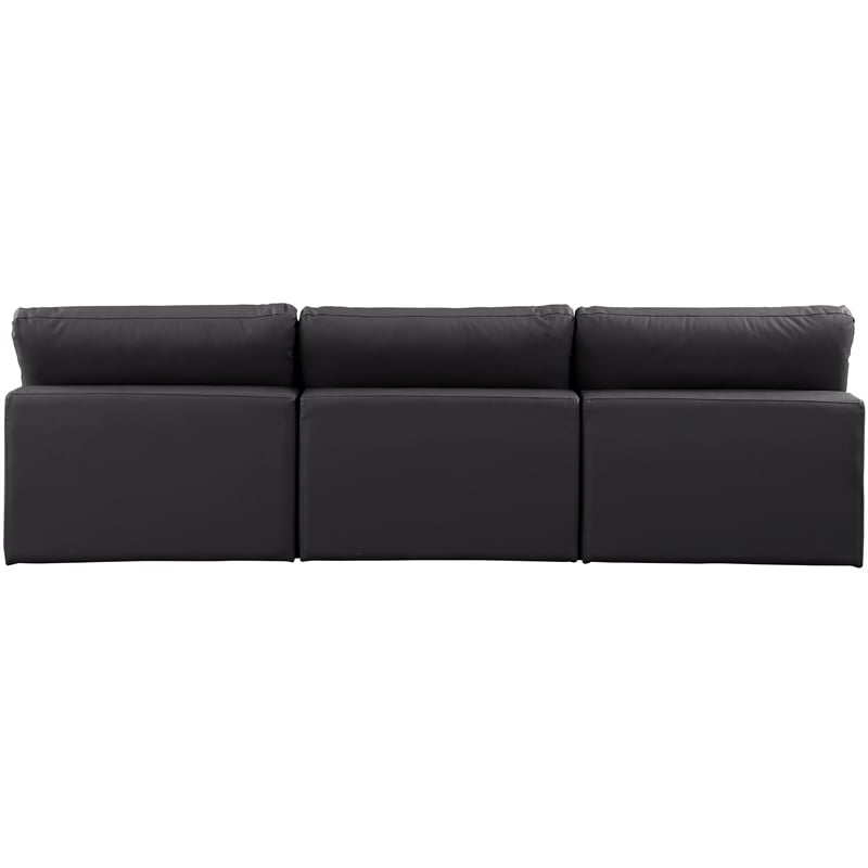 Meridian Furniture Comfy Black Vegan Leather 3-Pc. Modular Sofa