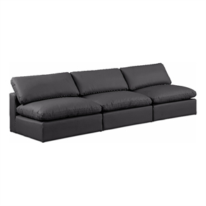 Meridian Furniture Comfy Black Vegan Leather 3-Pc. Modular Sofa
