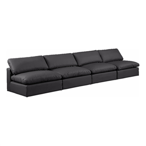 Meridian Furniture Comfy Black Vegan Leather 4-Pc. Modular Sofa