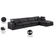 Meridian Furniture Comfy Black Vegan Leather 5-Pc. Modular Sectional