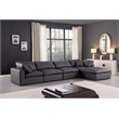 Meridian Furniture Comfy Black Vegan Leather 5-Pc. Modular Sectional