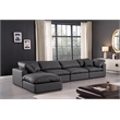Meridian Furniture Comfy Black Vegan Leather 5-Pc. Modular Sectional