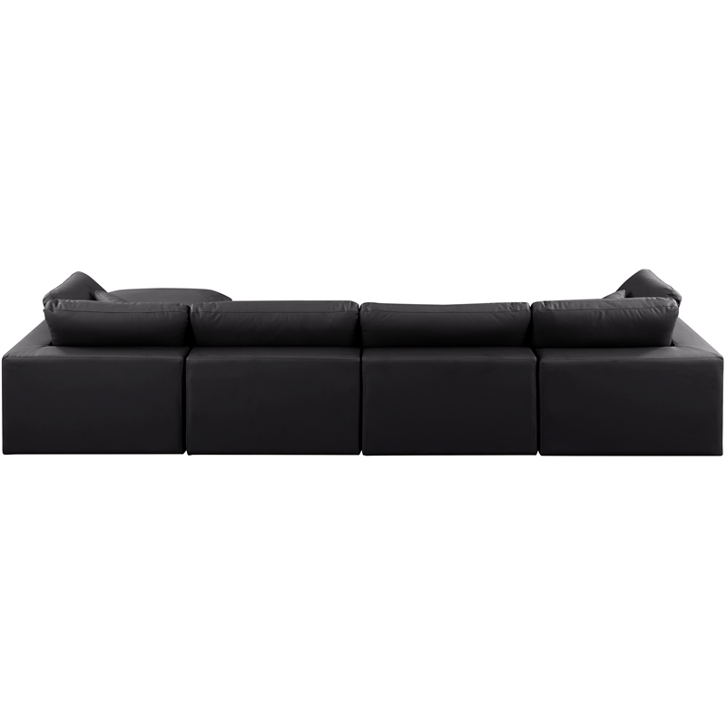 Meridian Furniture Comfy Black Vegan Leather 5-Pc. Modular Sectional