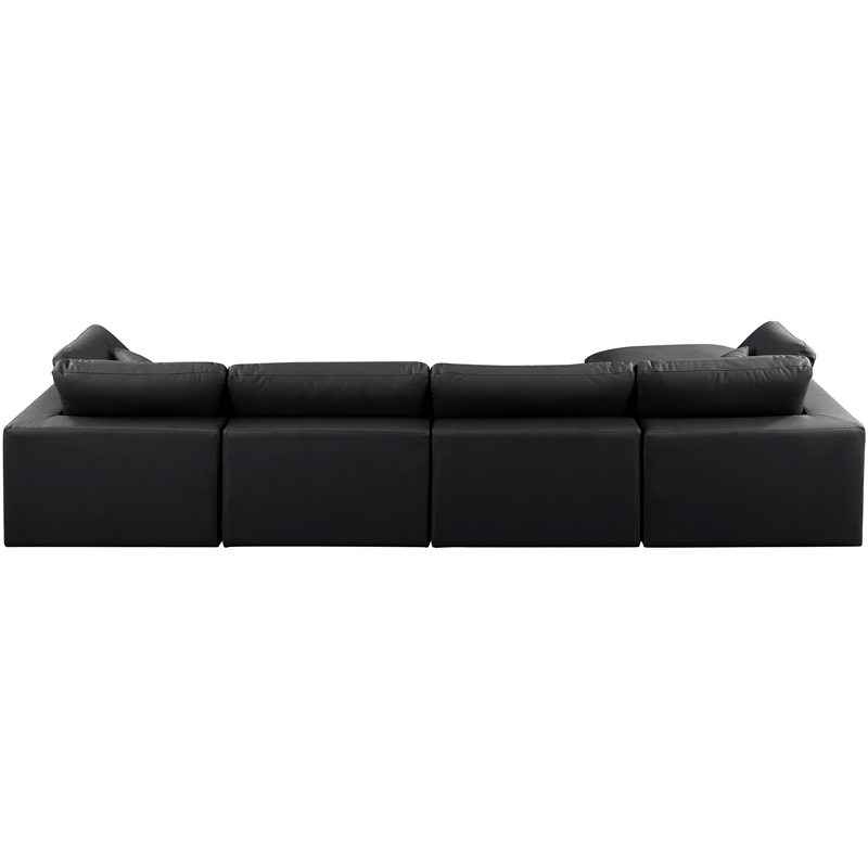 Meridian Furniture Comfy Black Vegan Leather 5-Pc. Modular Sectional