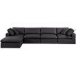 Meridian Furniture Comfy Black Vegan Leather 5-Pc. Modular Sectional
