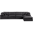 Meridian Furniture Comfy Black Vegan Leather 5-Pc. Modular Sectional