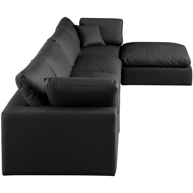 Meridian Furniture Comfy Black Vegan Leather 5-Pc. Modular Sectional