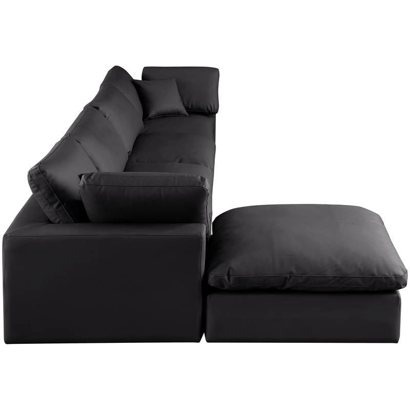 Meridian Furniture Comfy Black Vegan Leather 5-Pc. Modular Sectional