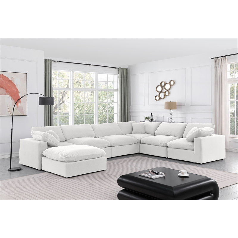 Meridian Furniture Comfy Cream Velvet 7-Pc. Modular Sectional