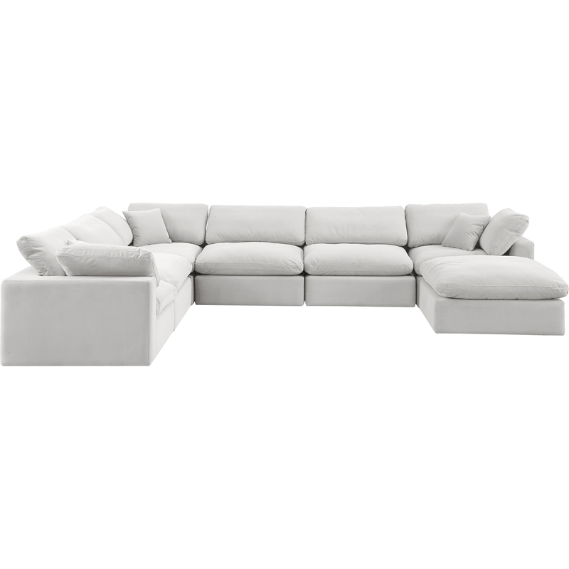 Meridian Furniture Comfy Cream Velvet 7-Pc. Modular Sectional