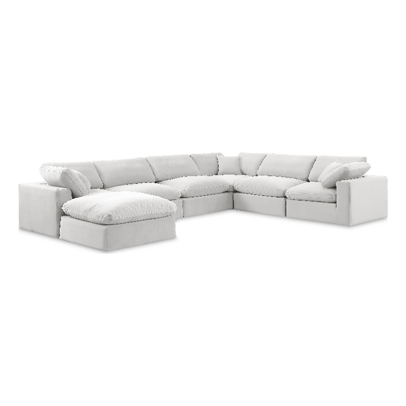 Meridian Furniture Comfy Cream Velvet 7-Pc. Modular Sectional