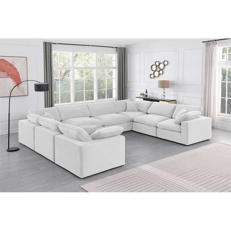 Meridian Furniture Comfy Cream Velvet 8-Pc. Modular Sectional