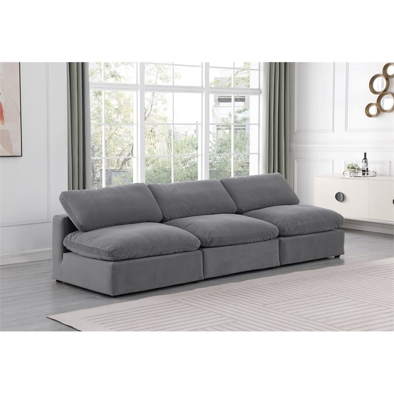 Meridian Furniture Comfy Grey Velvet 3-Pc. Modular Sofa