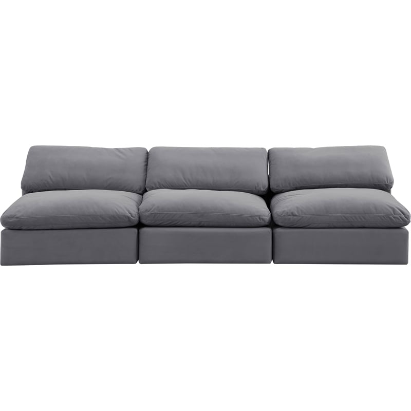 Meridian Furniture Comfy Grey Velvet 3-Pc. Modular Sofa
