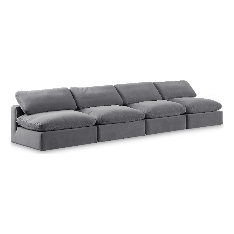 Meridian Furniture Comfy Grey Velvet 4-Pc. Modular Sofa