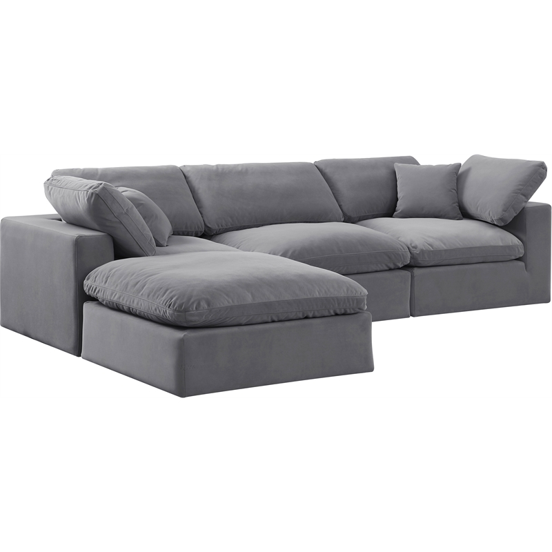 Meridian Furniture Comfy Grey Velvet 4-Pc. Modular Sectional