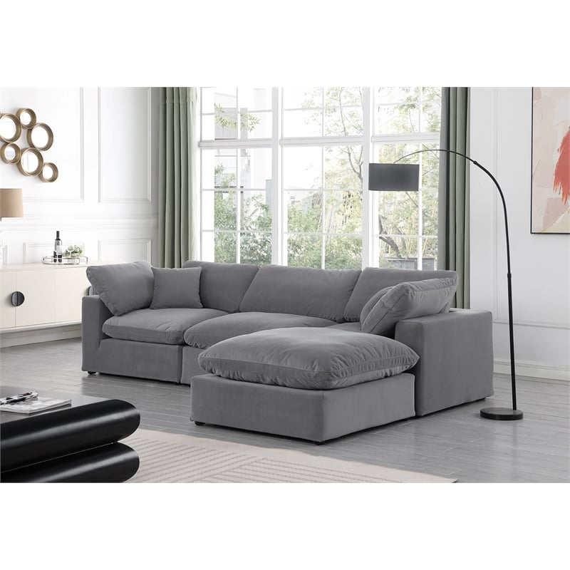 Meridian Furniture Comfy Grey Velvet 4-Pc. Modular Sectional