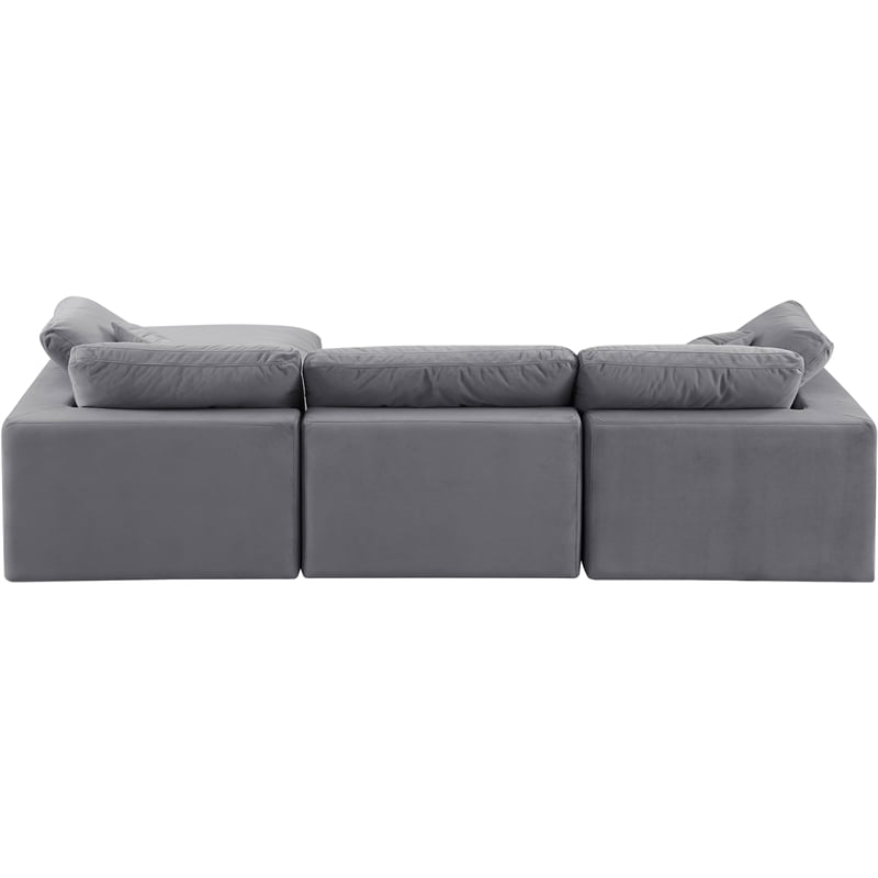 Meridian Furniture Comfy Grey Velvet 4-Pc. Modular Sectional