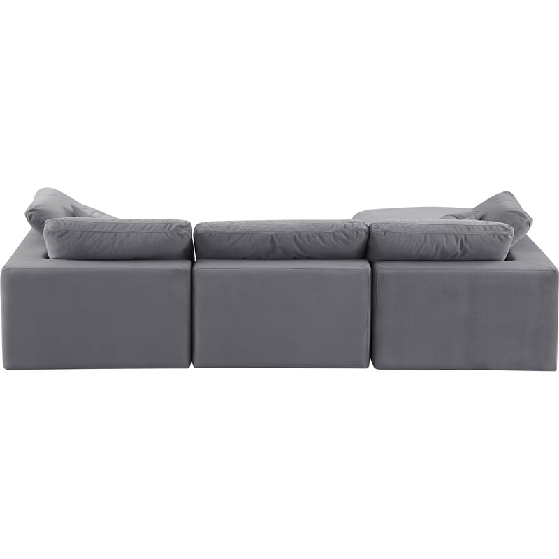 Meridian Furniture Comfy Grey Velvet 4-Pc. Modular Sectional