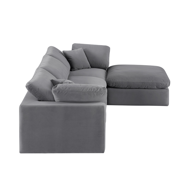 Meridian Furniture Comfy Grey Velvet 4-Pc. Modular Sectional