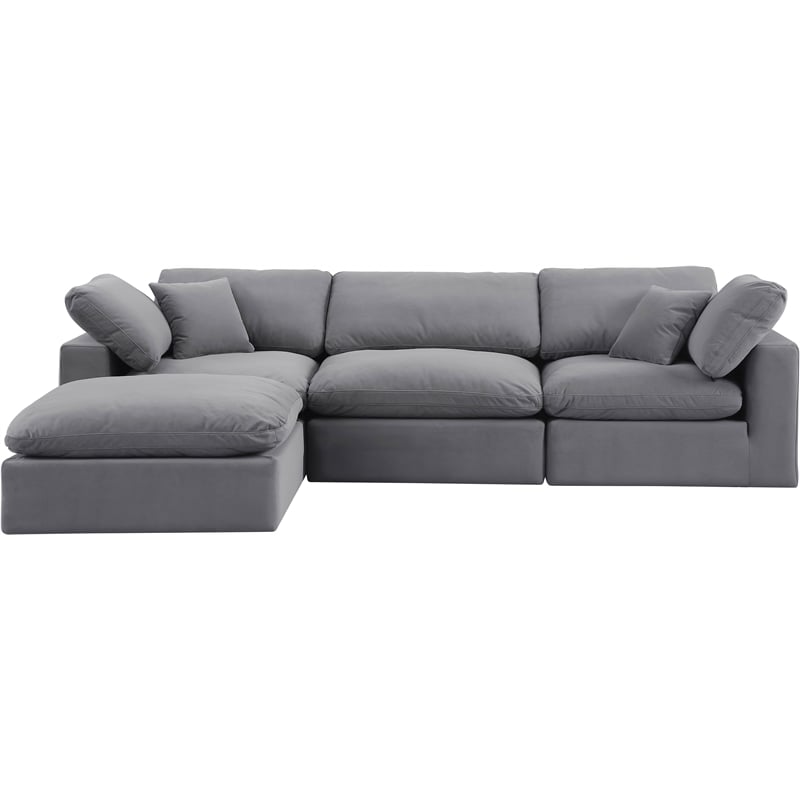 Meridian Furniture Comfy Grey Velvet 4-Pc. Modular Sectional