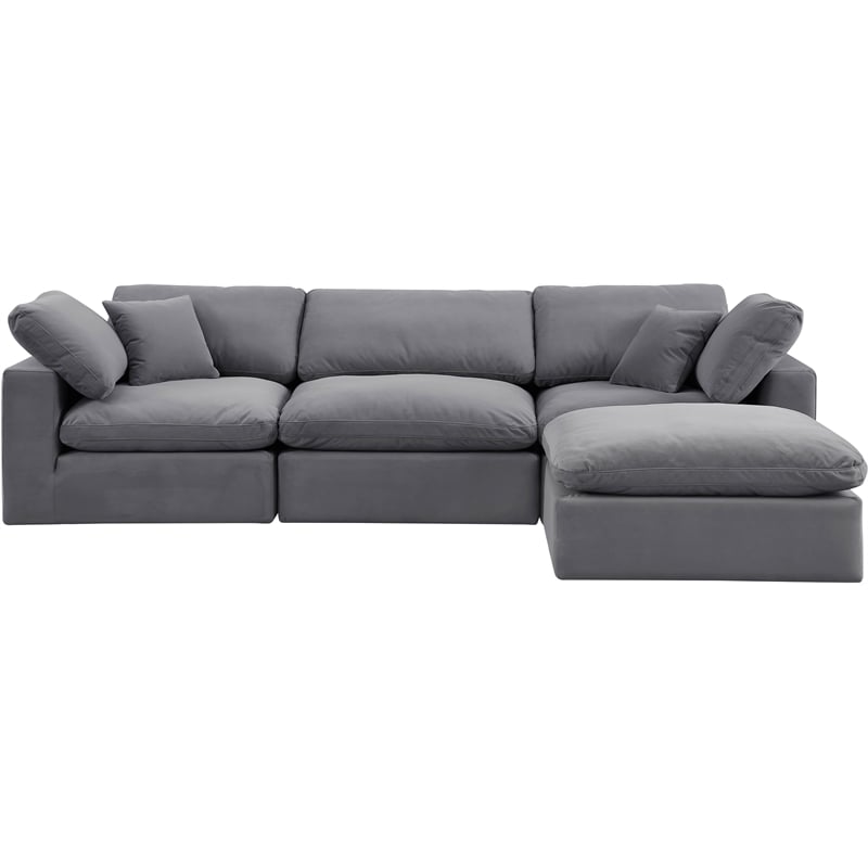 Meridian Furniture Comfy Grey Velvet 4-Pc. Modular Sectional