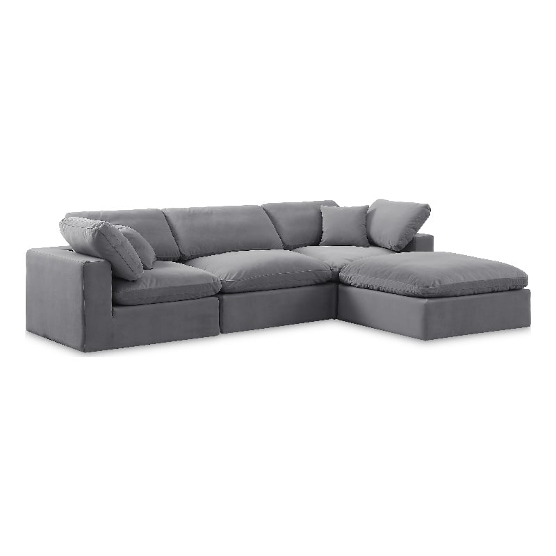 Meridian Furniture Comfy Grey Velvet 4-Pc. Modular Sectional