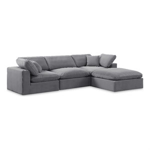 Meridian Furniture Comfy Grey Velvet 4-Pc. Modular Sectional