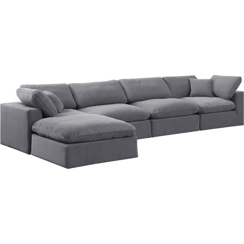 Meridian Furniture Comfy Grey Velvet 5-Pc. Modular Sectional