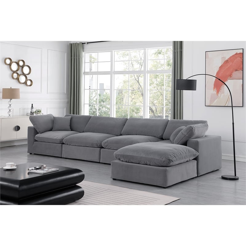 Meridian Furniture Comfy Grey Velvet 5-Pc. Modular Sectional