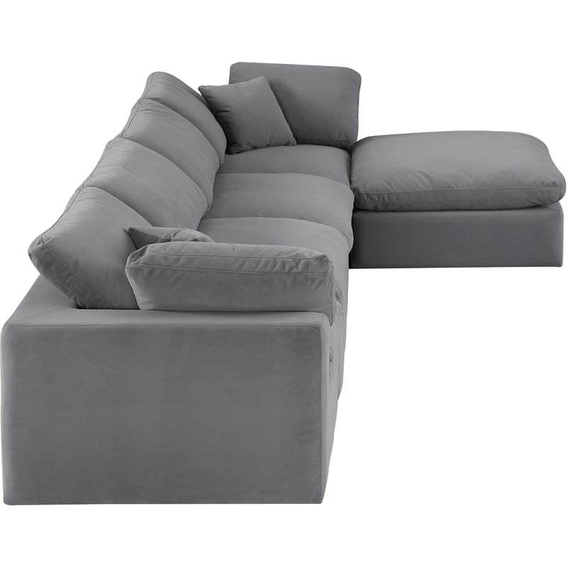 Meridian Furniture Comfy Grey Velvet 5-Pc. Modular Sectional