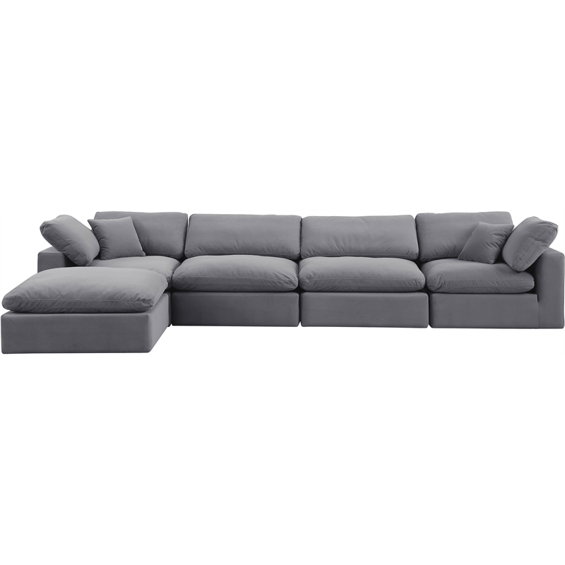 Meridian Furniture Comfy Grey Velvet 5-Pc. Modular Sectional