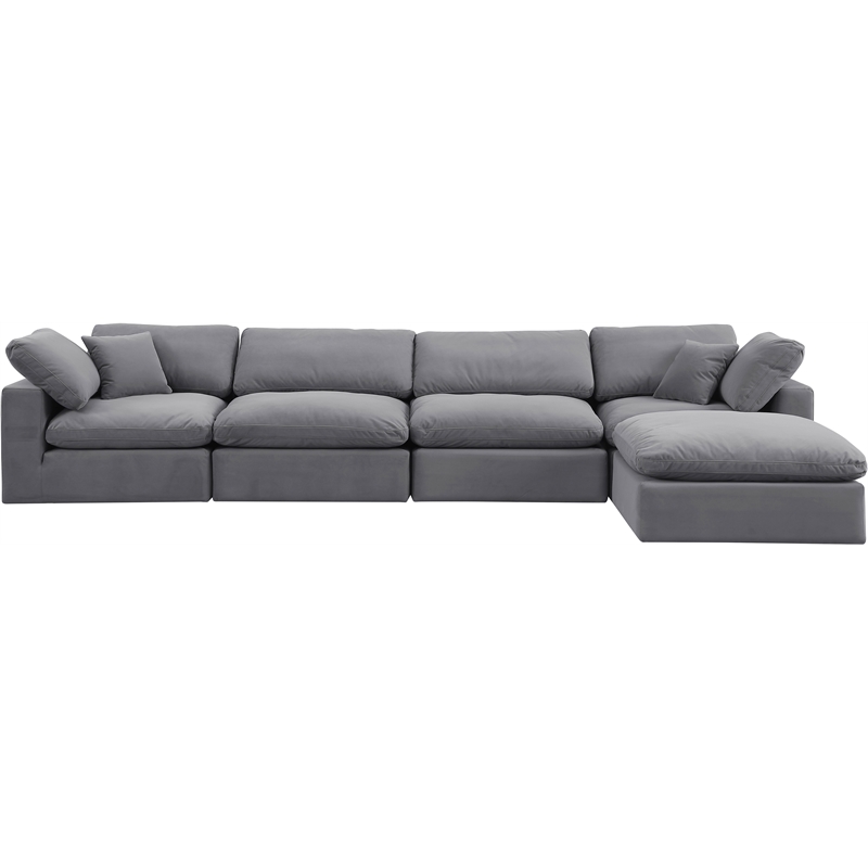 Meridian Furniture Comfy Grey Velvet 5-Pc. Modular Sectional