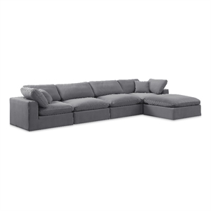 Meridian Furniture Comfy Grey Velvet 5-Pc. Modular Sectional