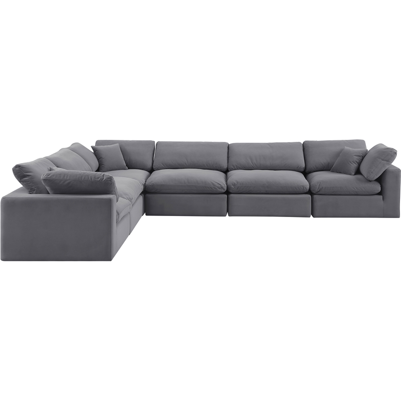 Meridian Furniture Comfy Grey Velvet 6-Pc. Modular Sectional