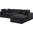 Meridian Furniture Comfy Black Linen Textured Fabric 4-Pc. Modular Sectional