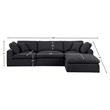 Meridian Furniture Comfy Black Linen Textured Fabric 4-Pc. Modular Sectional