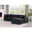 Meridian Furniture Comfy Black Linen Textured Fabric 4-Pc. Modular Sectional