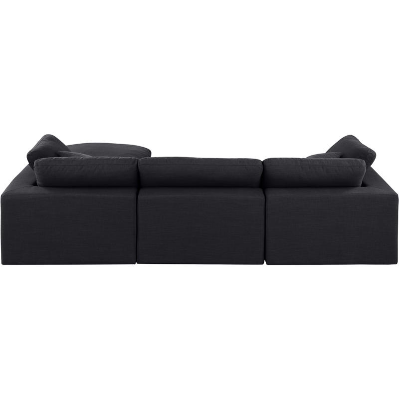 Meridian Furniture Comfy Black Linen Textured Fabric 4-Pc. Modular Sectional