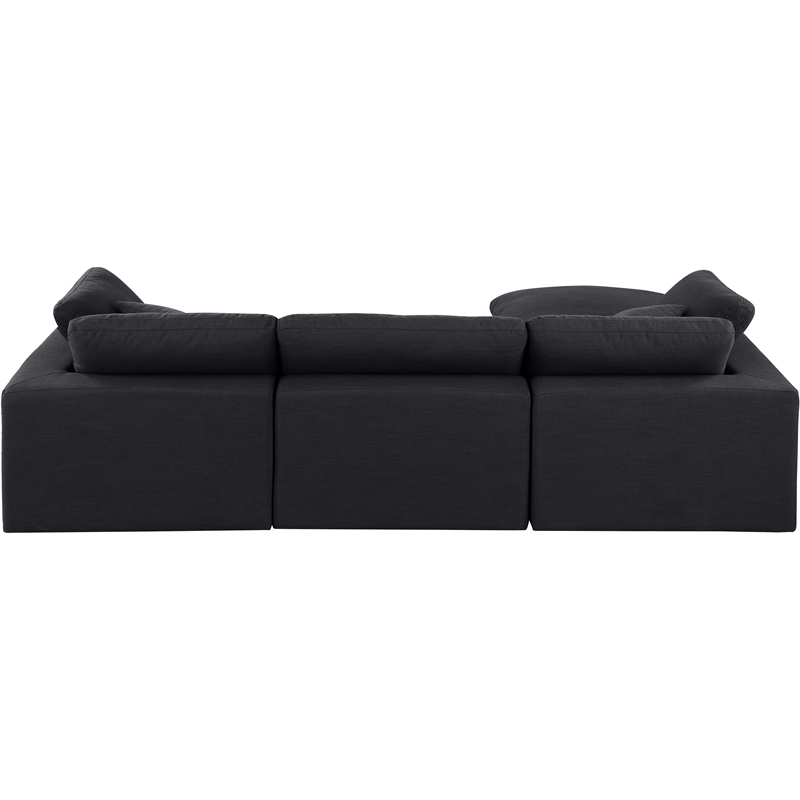 Meridian Furniture Comfy Black Linen Textured Fabric 4-Pc. Modular Sectional