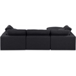 Meridian Furniture Comfy Black Linen Textured Fabric 4-Pc. Modular Sectional
