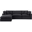 Meridian Furniture Comfy Black Linen Textured Fabric 4-Pc. Modular Sectional