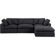 Meridian Furniture Comfy Black Linen Textured Fabric 4-Pc. Modular Sectional