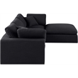 Meridian Furniture Comfy Black Linen Textured Fabric 4-Pc. Modular Sectional